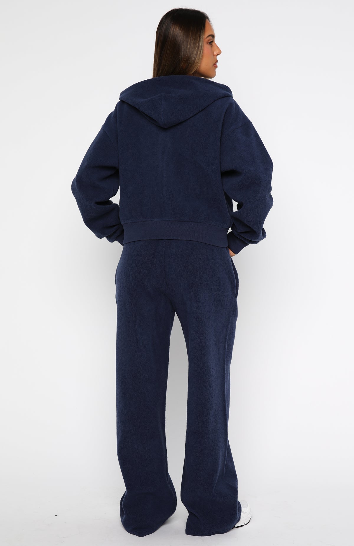 White Fox Just For Now Fleece Wide Leg Sweatpants Navy