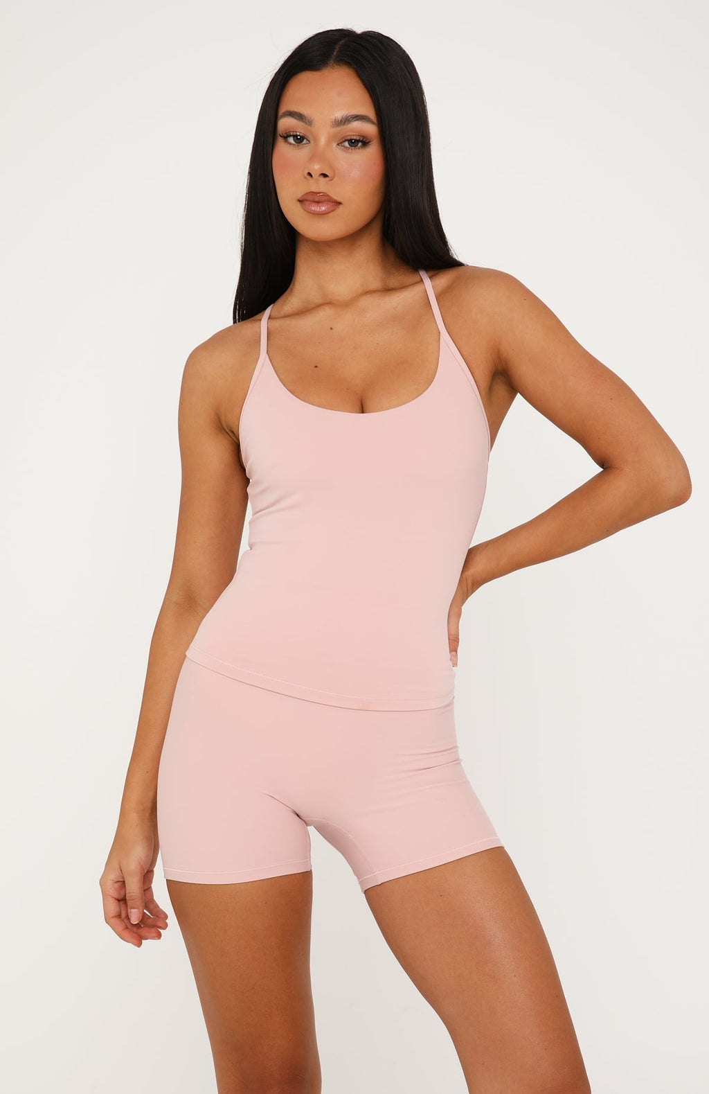 White Fox Snap Active Tank Dusty Pink