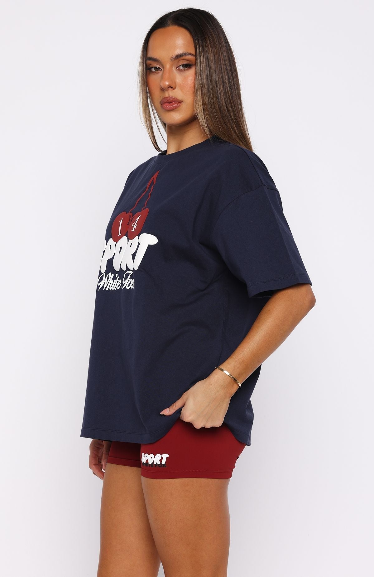 White Fox Club 14 Peyton Oversized Tee Navy