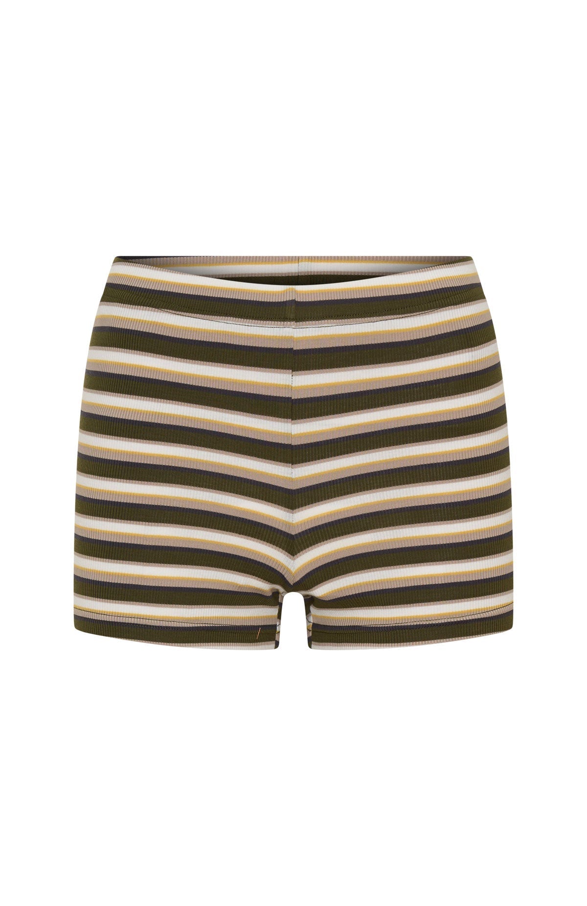 White Fox Summer Sunshine Mini Shorts Olive Stripe