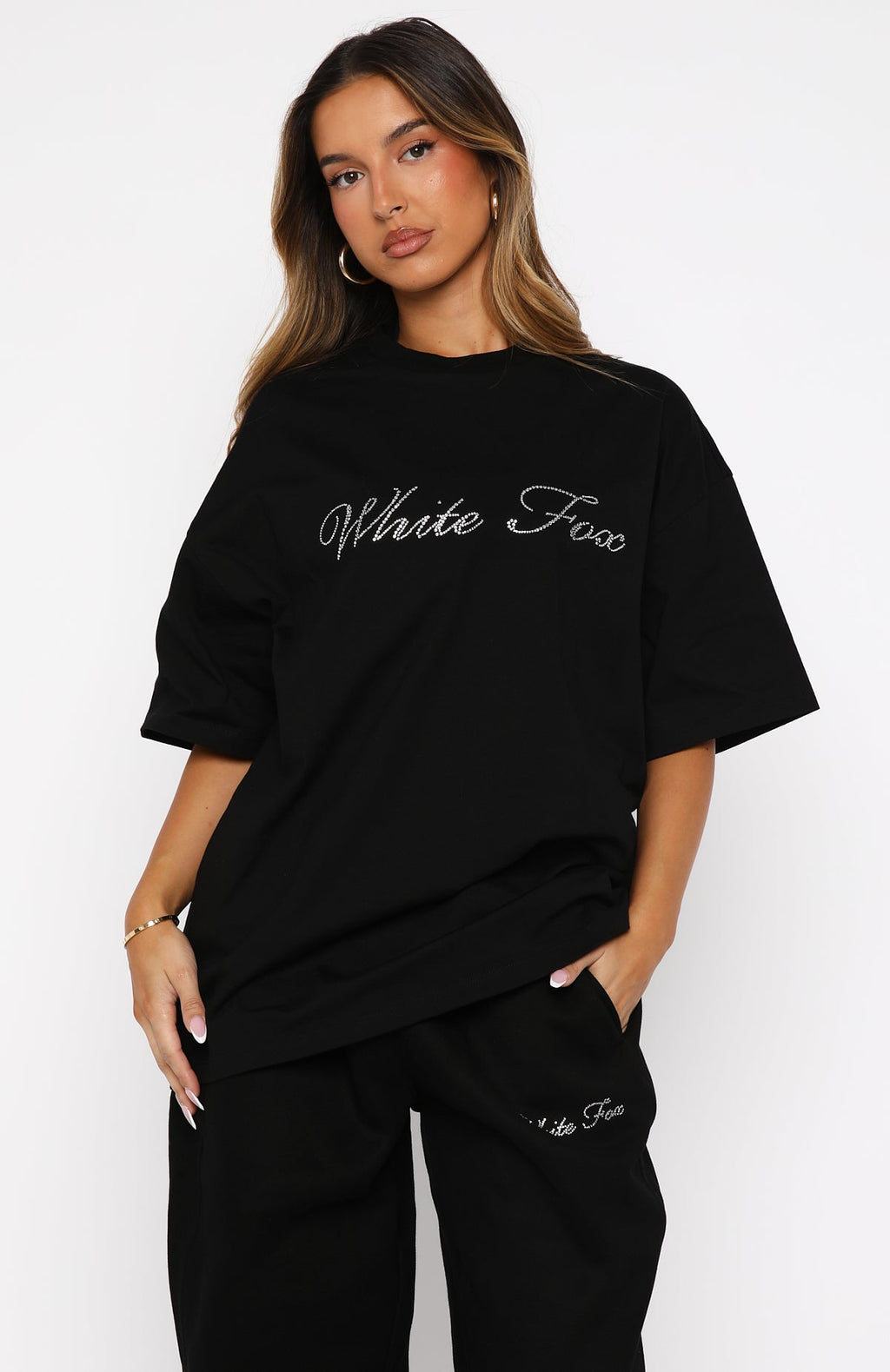 White Fox Make It Or Break It Oversized Tee Black