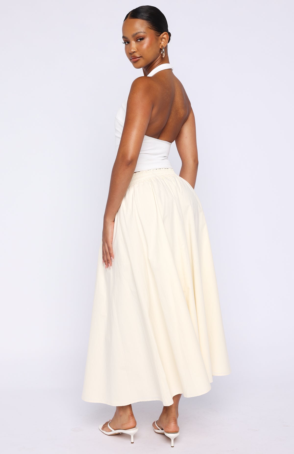 White Fox Lost In Your Love Maxi Skirt Cream