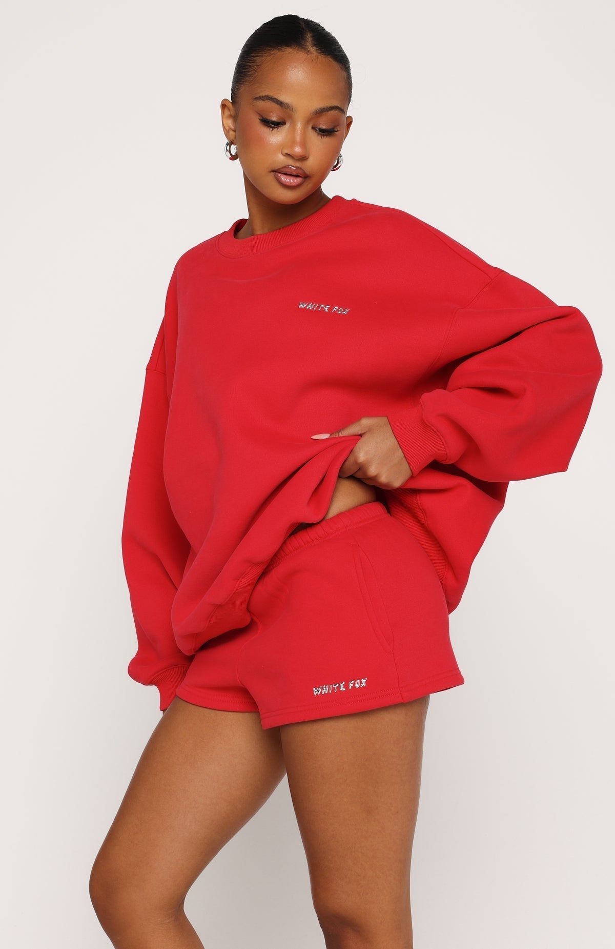 White Fox Test Drive Oversized Sweater Red