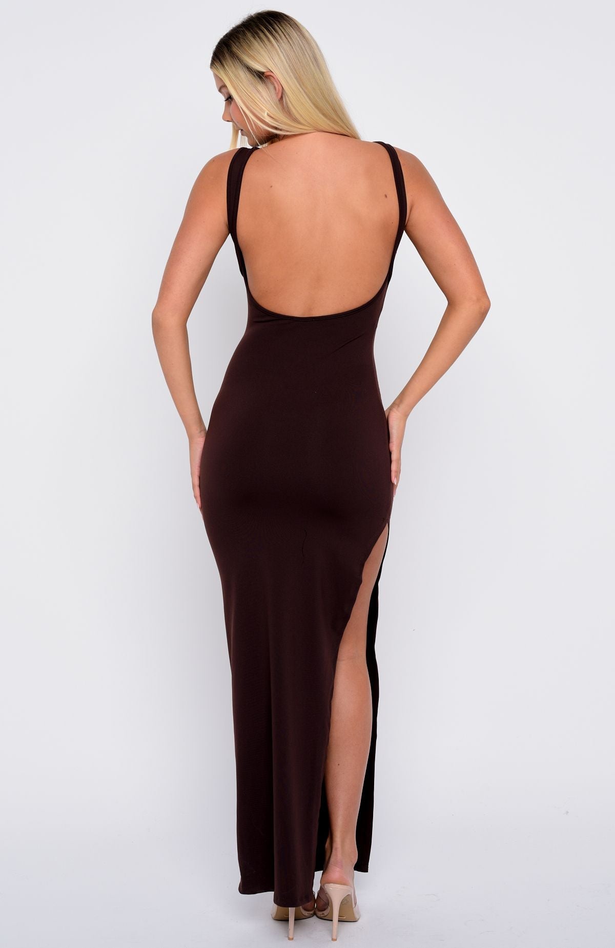 White Fox Don't Want To Be Apart Maxi Dress Dark Chocolate