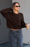 White Fox Warm Whispers Knit Cardigan Chocolate