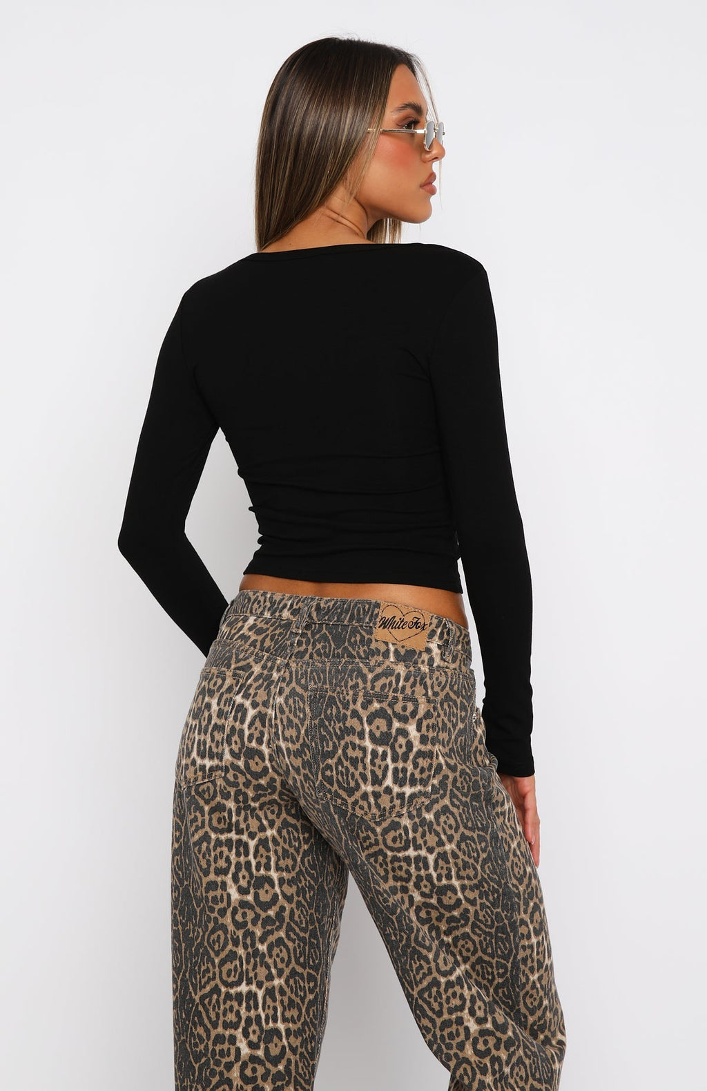 White Fox Give Me The Details Long Sleeve Top Black