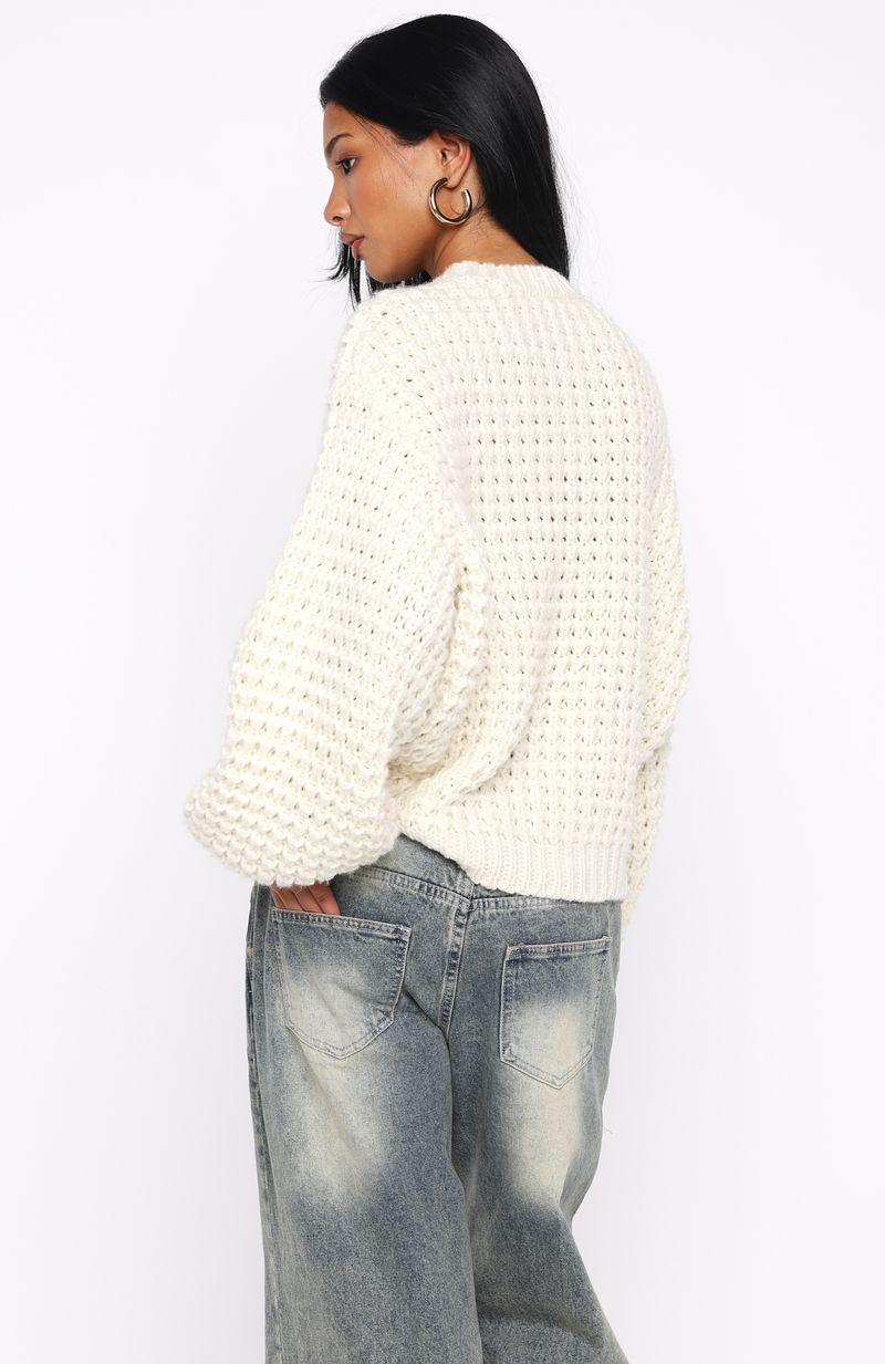 White Fox Pure Comfort Knit Sweater Cream
