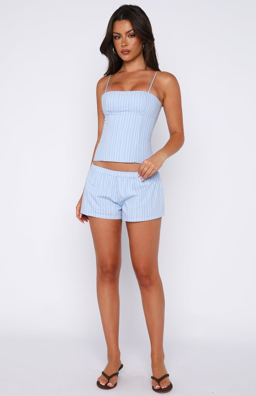 White Fox Born To Glow Shorts Blue Stripe
