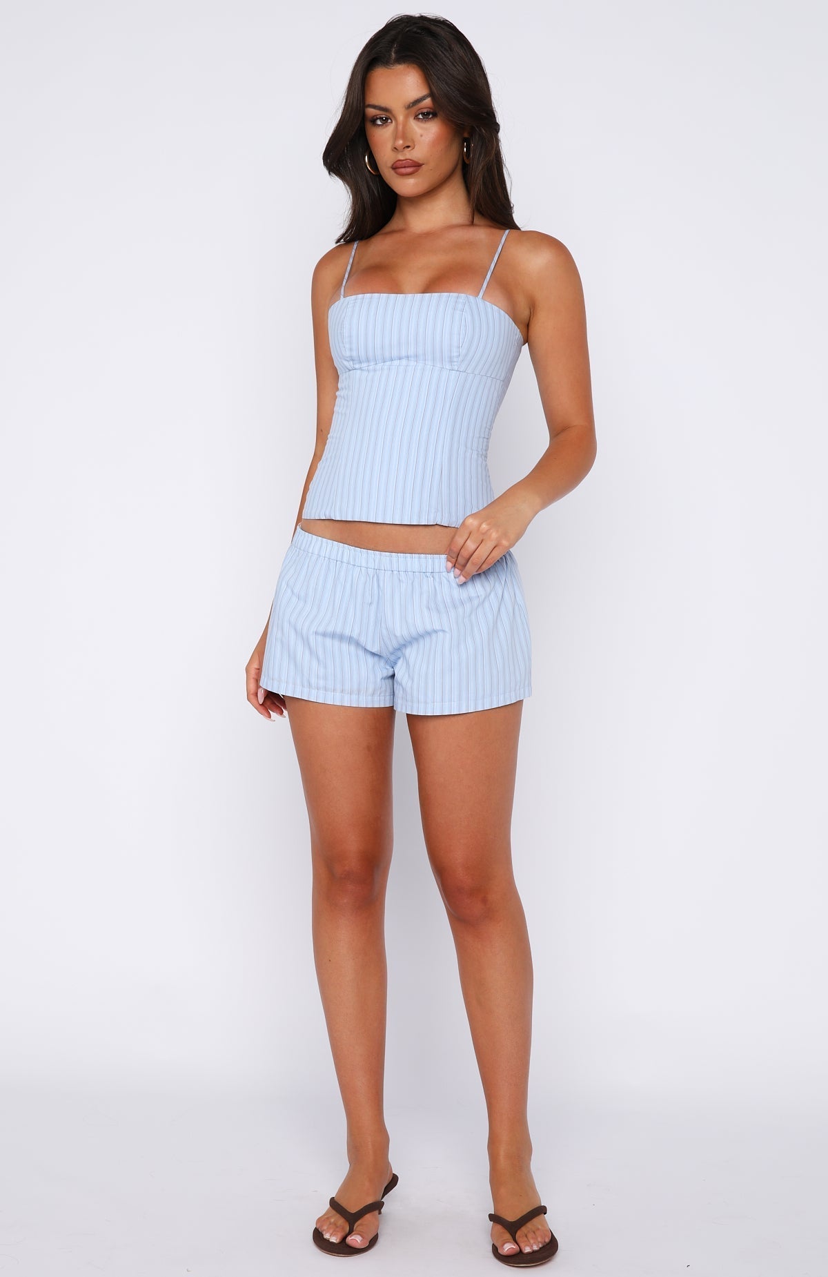 White Fox Born To Glow Shorts Blue Stripe