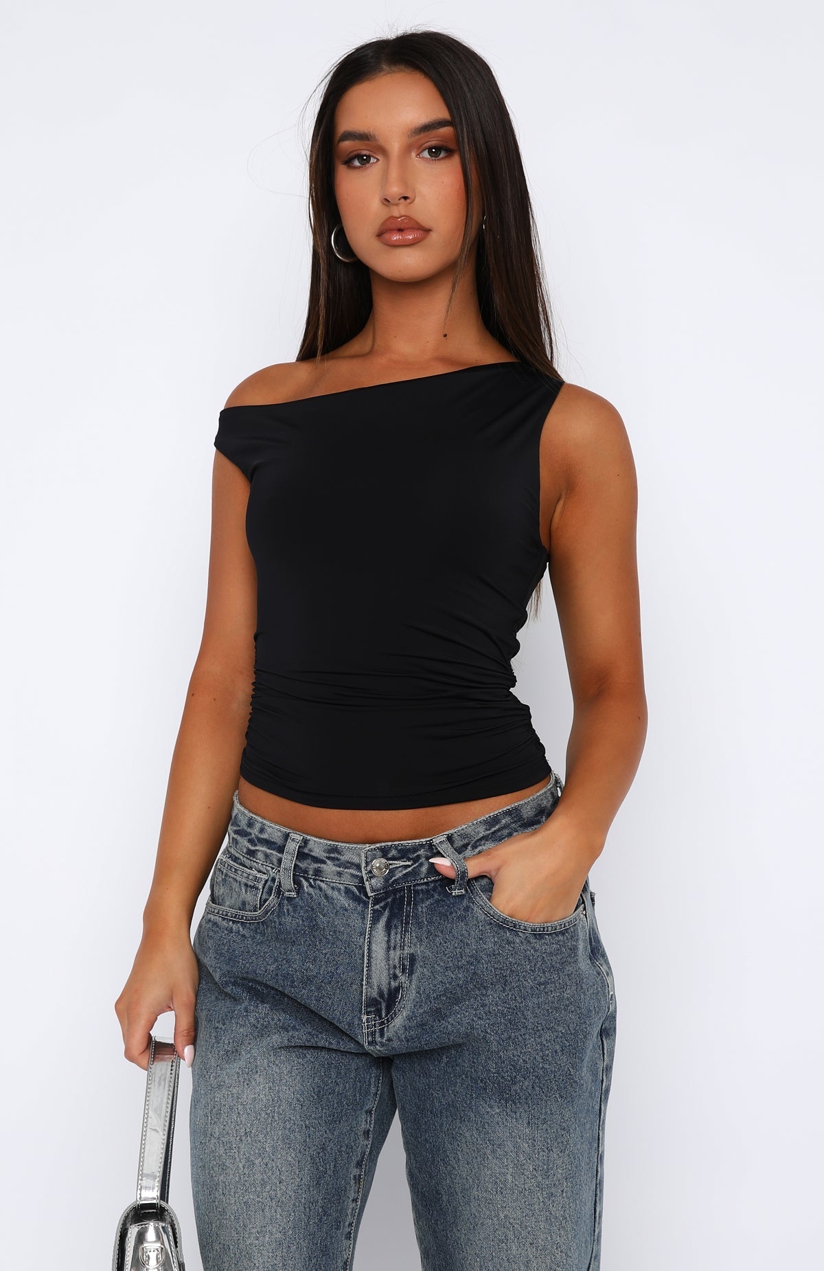 White Fox Stay With You Top Black
