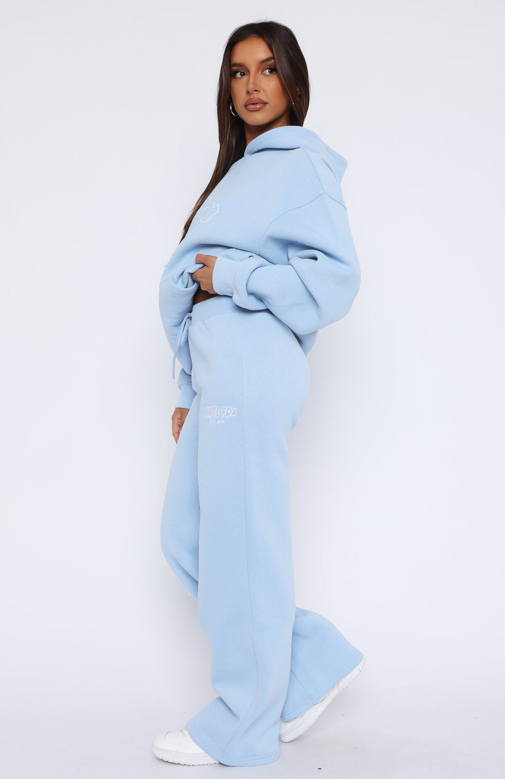 White Fox Missed Flights Wide Leg Sweatpants Soft Blue