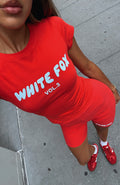 White Fox Offstage Baby Tee Cherry