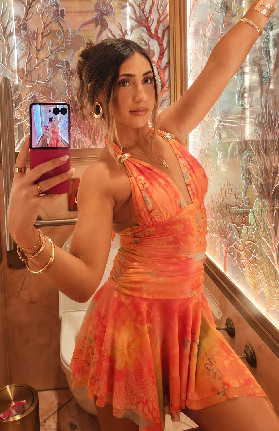 White Fox Upgrade Me Mini Dress Peachy Heat