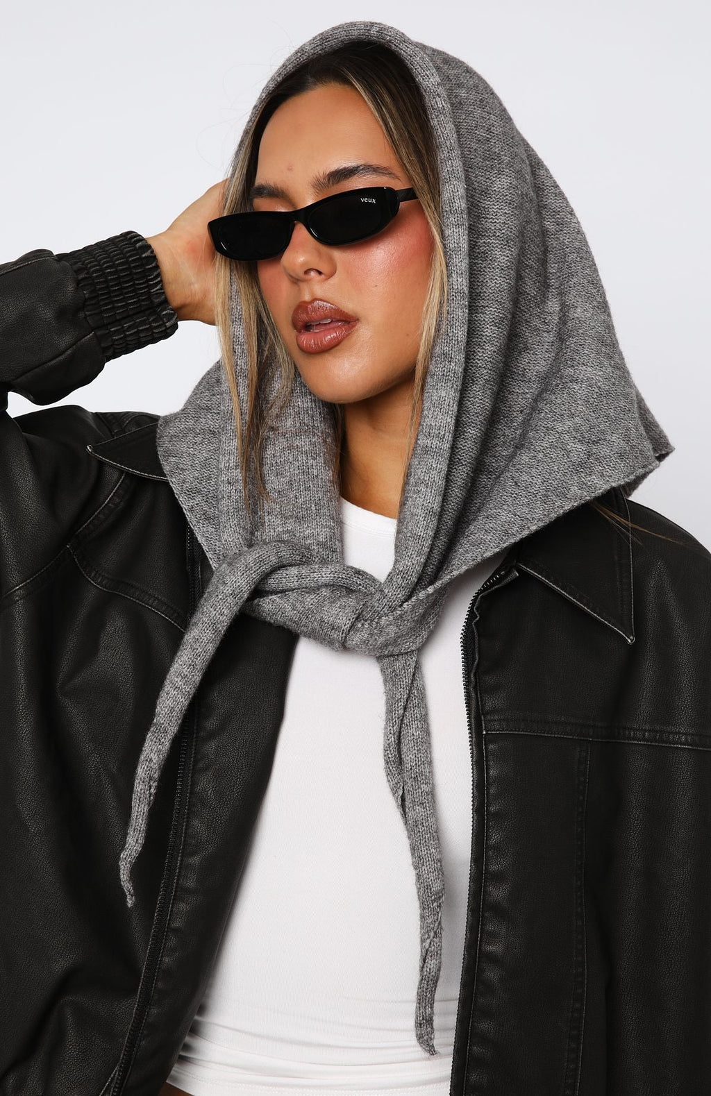 White Fox Audrey Triangle Scarf Charcoal