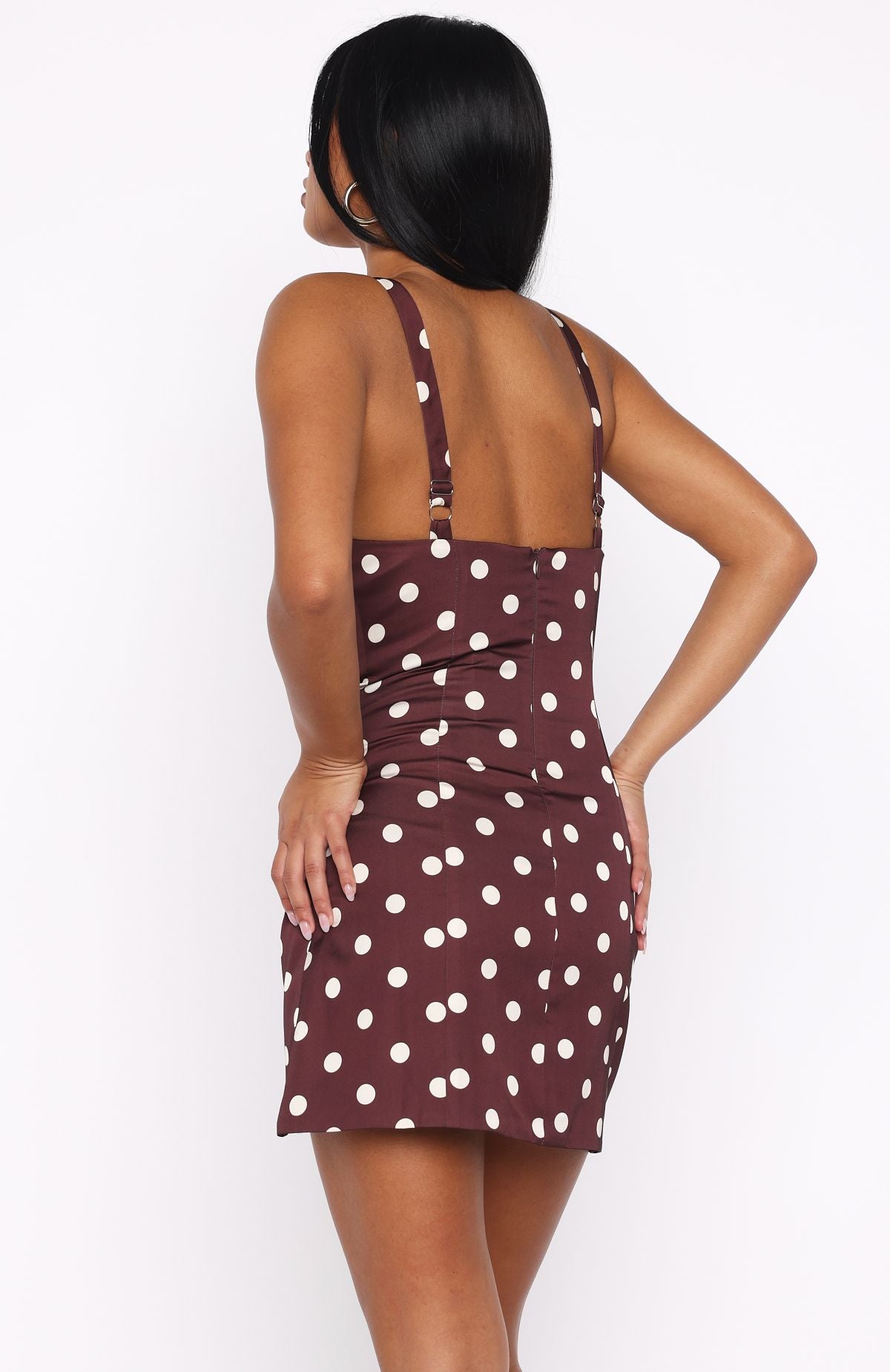 White Fox Admire You Mini Dress Choc/Cream Polka Dot