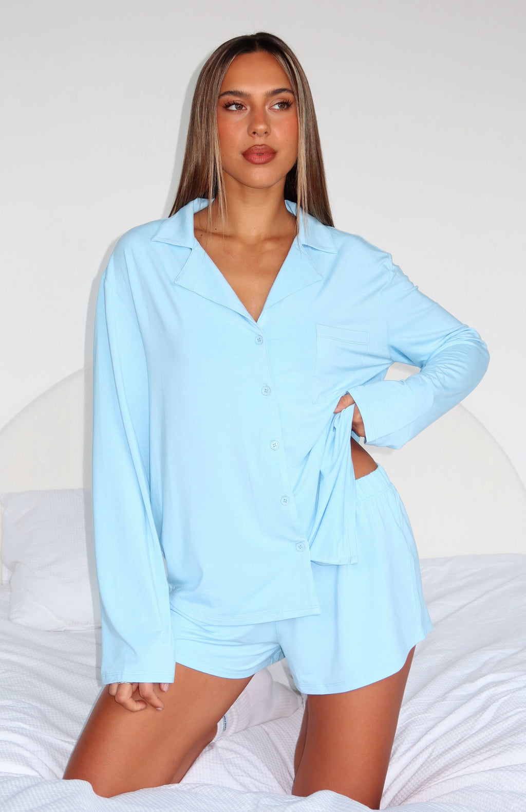 White Fox Dreamscape Long Sleeve Pyjama Set Baby Blue