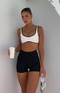 White Fox Keep Up High Waisted Shorts 4" Black