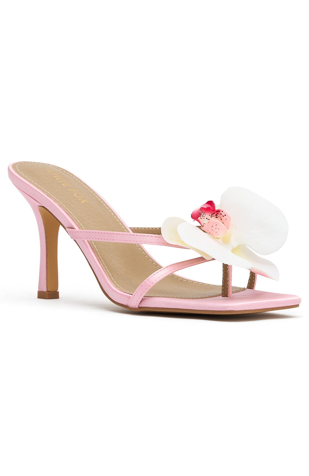 White Fox Megan Orchid Mules Pink Satin/White