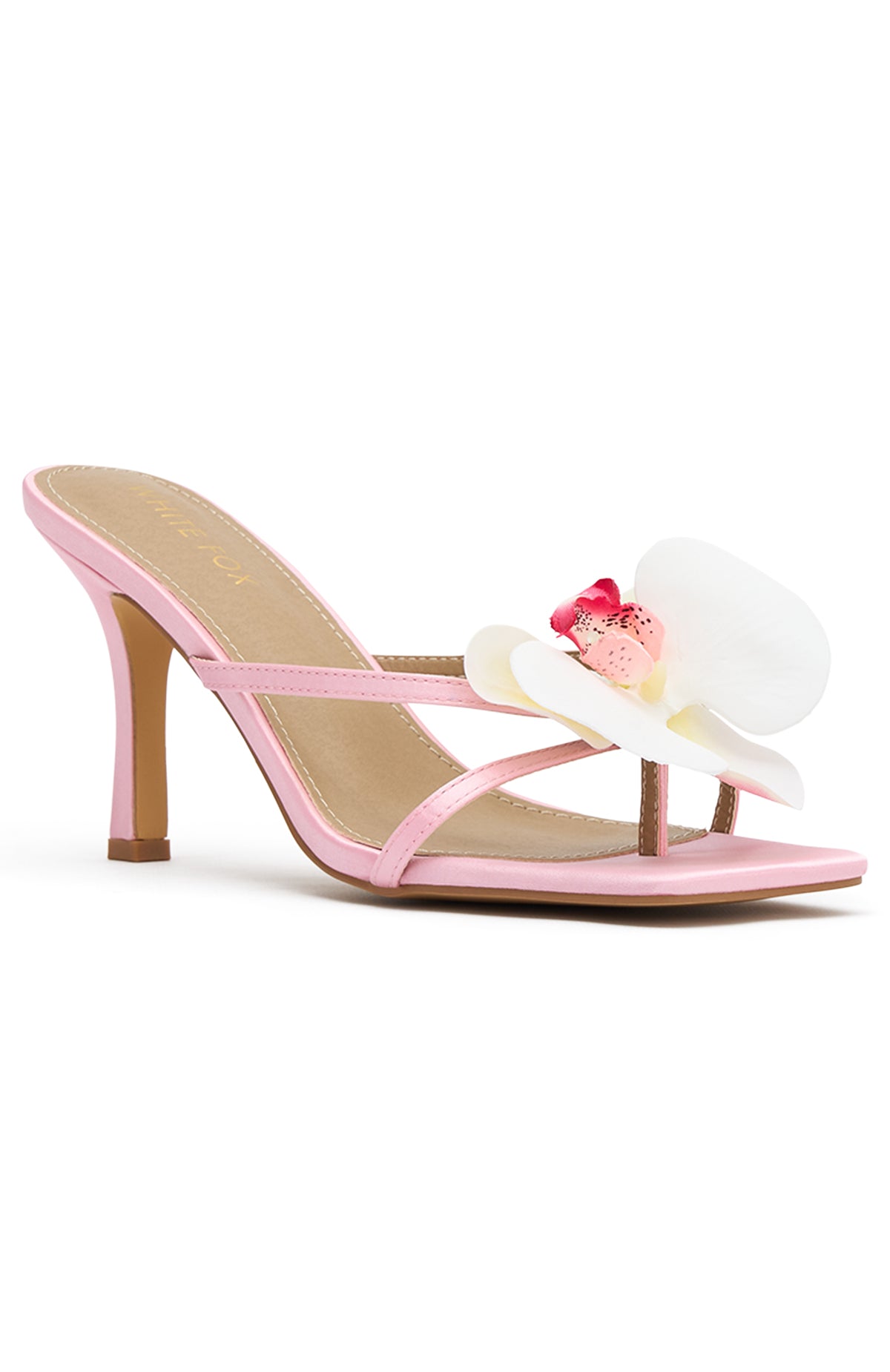 White Fox Megan Orchid Mules Pink Satin/White