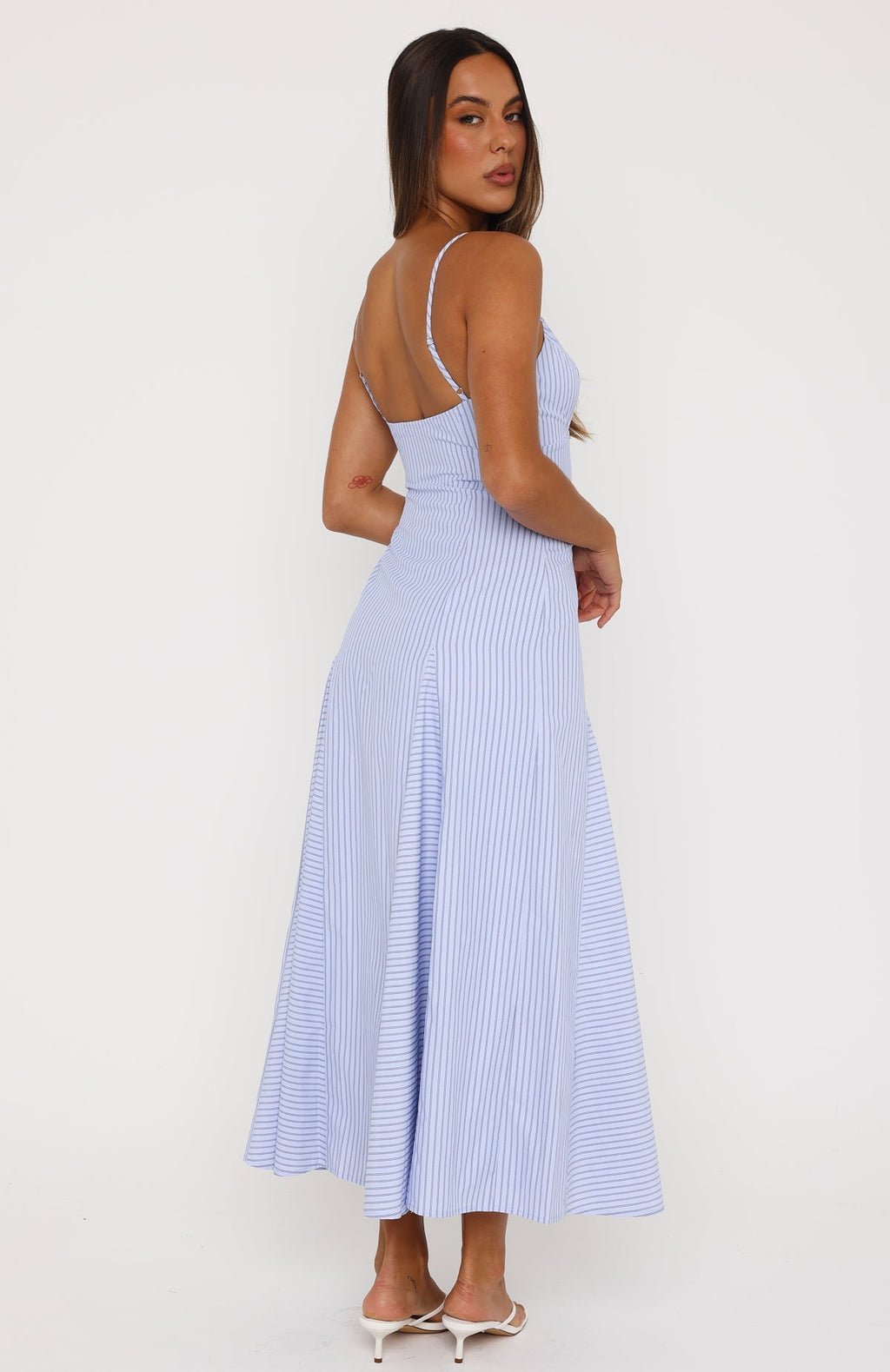 White Fox Truly Unforgettable Maxi Dress Blue Stripe