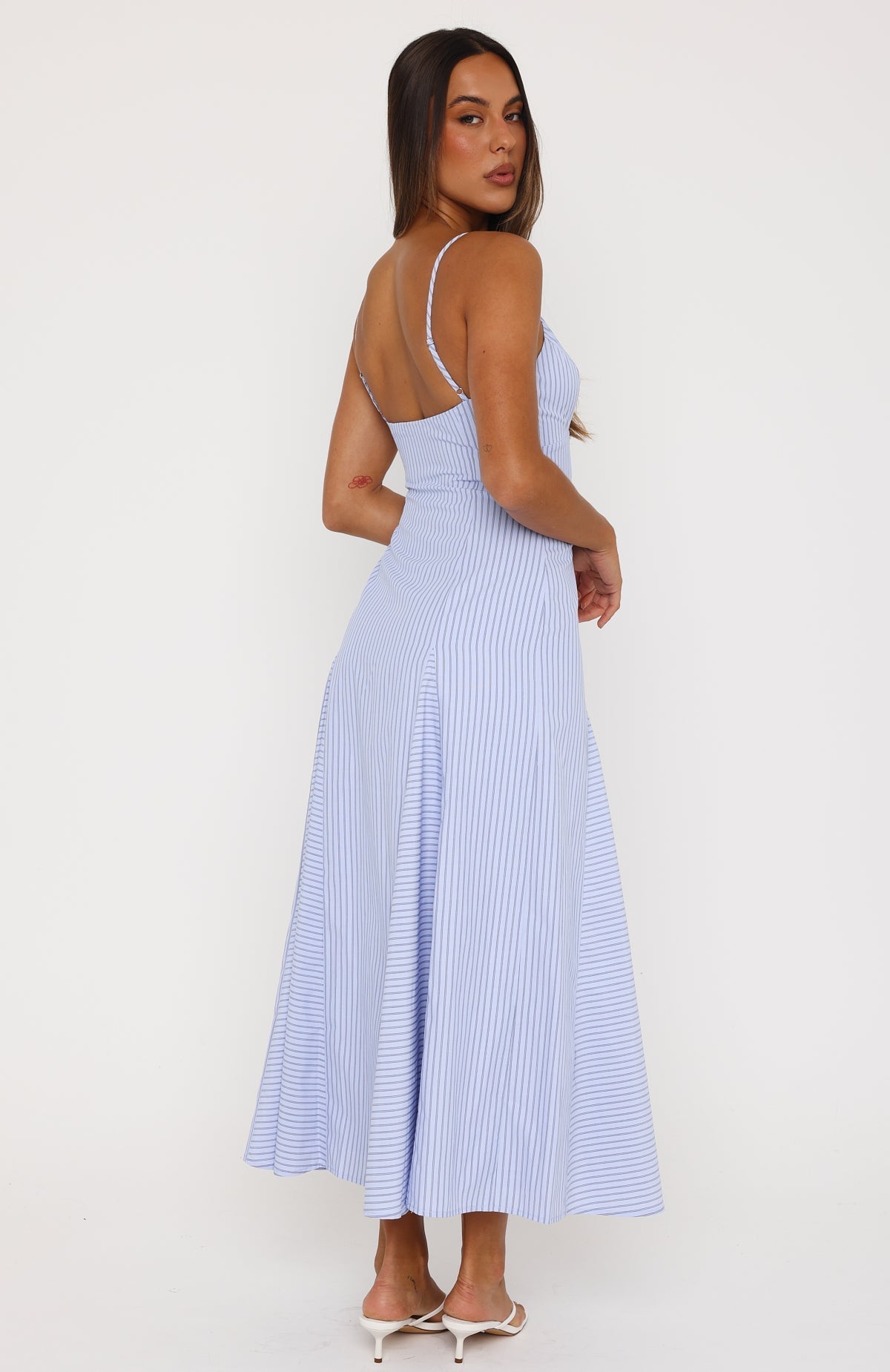White Fox Truly Unforgettable Maxi Dress Blue Stripe