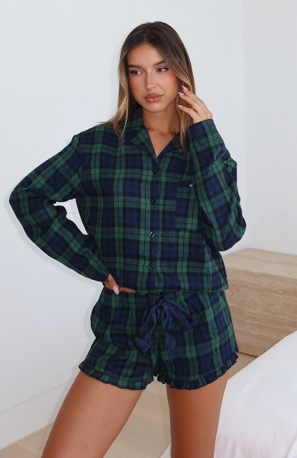 White Fox That Time Of Year Pyjama Shorts Green/Navy