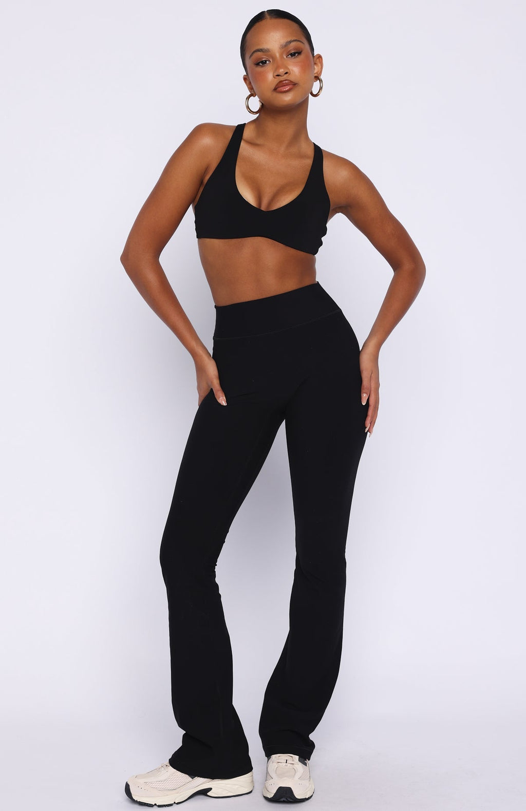 White Fox Movement Flare Leggings Black