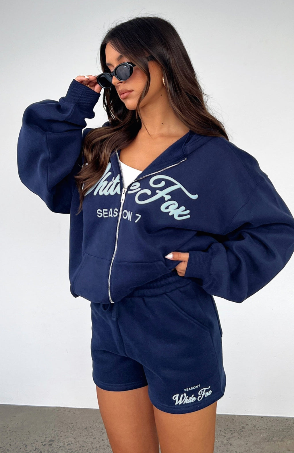 White Fox Season 7 Zip Front Hoodie Deep Sea