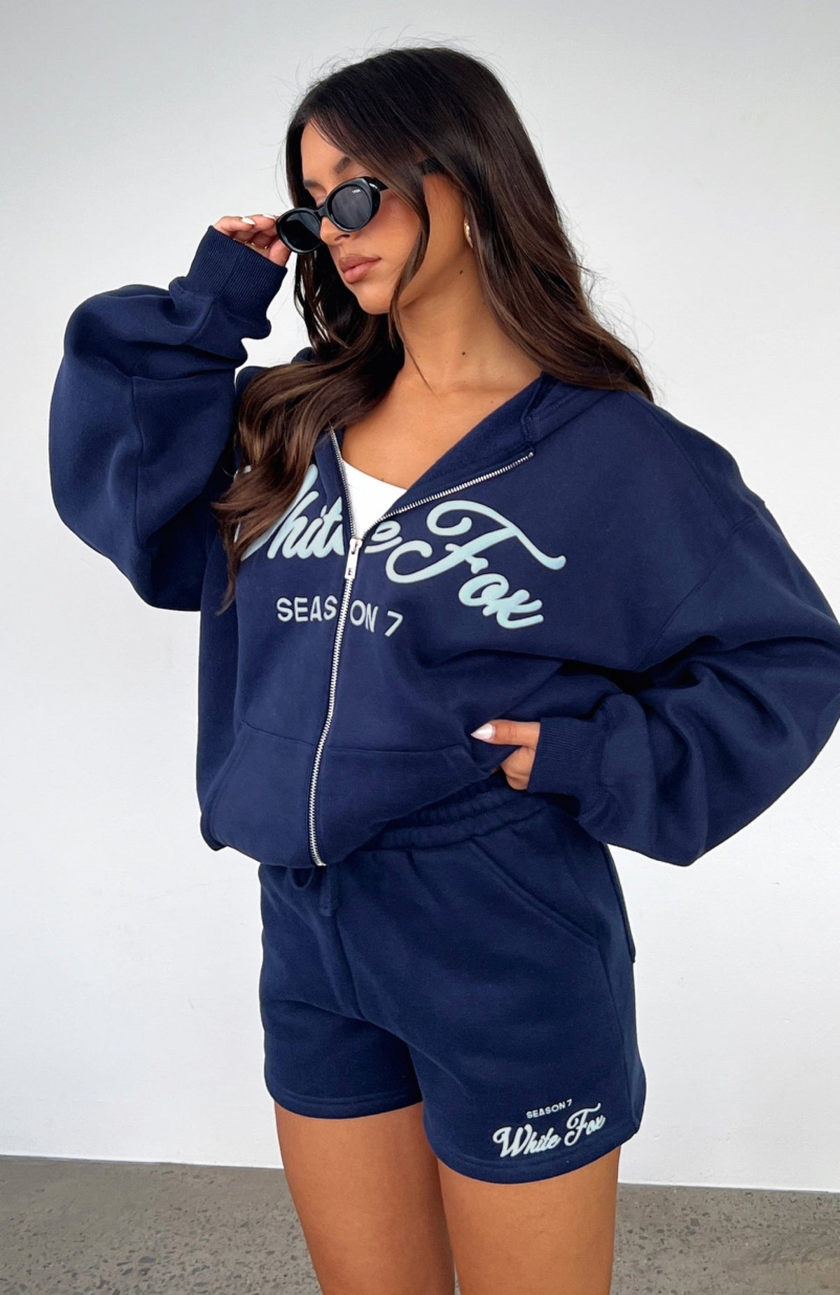 White Fox Season 7 Zip Front Hoodie Deep Sea