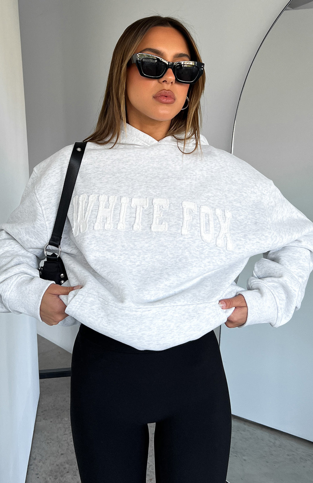 White Fox Shout It Out Oversized Hoodie Grey Marle