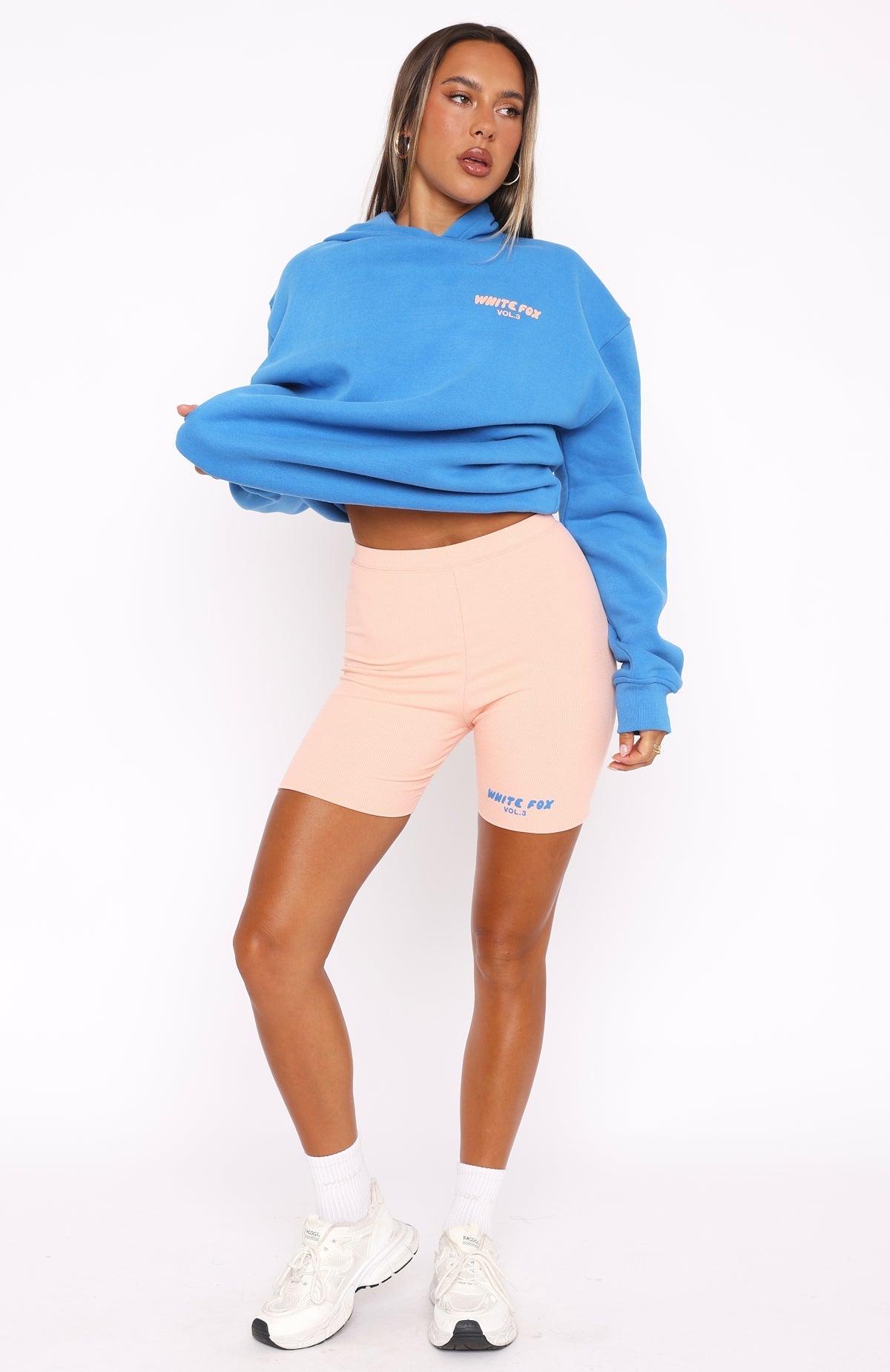 White Fox Offstage Ribbed Bike Shorts Apricot Ice