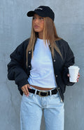 White Fox Soft Love Bomber Jacket Black