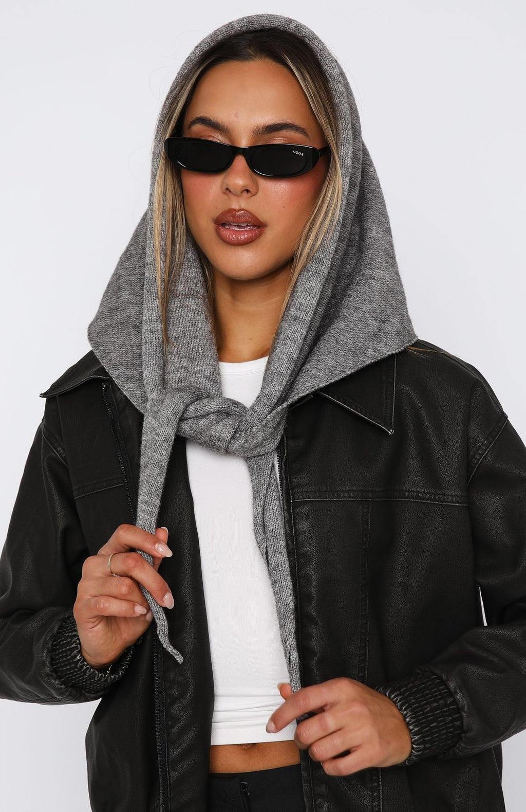 White Fox Audrey Triangle Scarf Charcoal