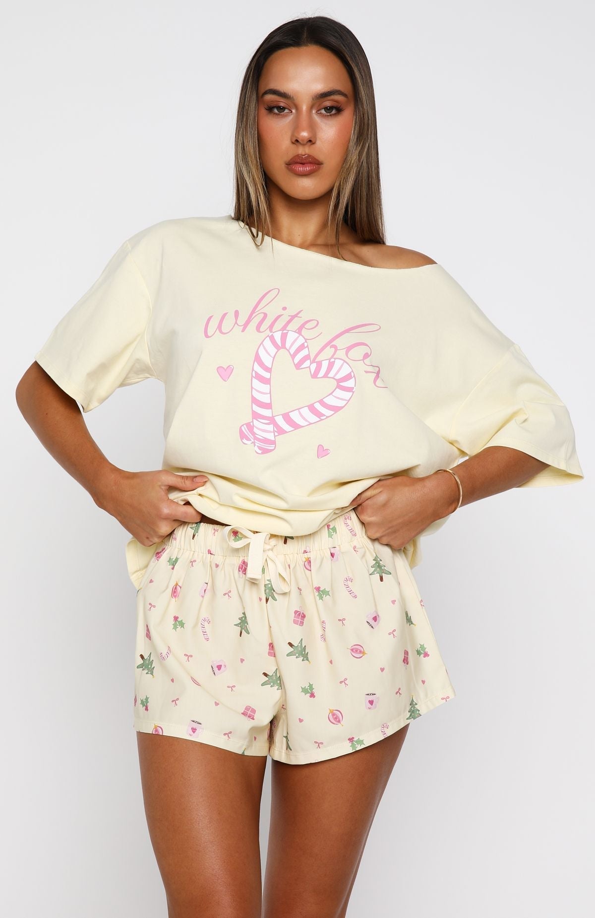 White Fox Sweetheart Pyjama Short Festive Flicker