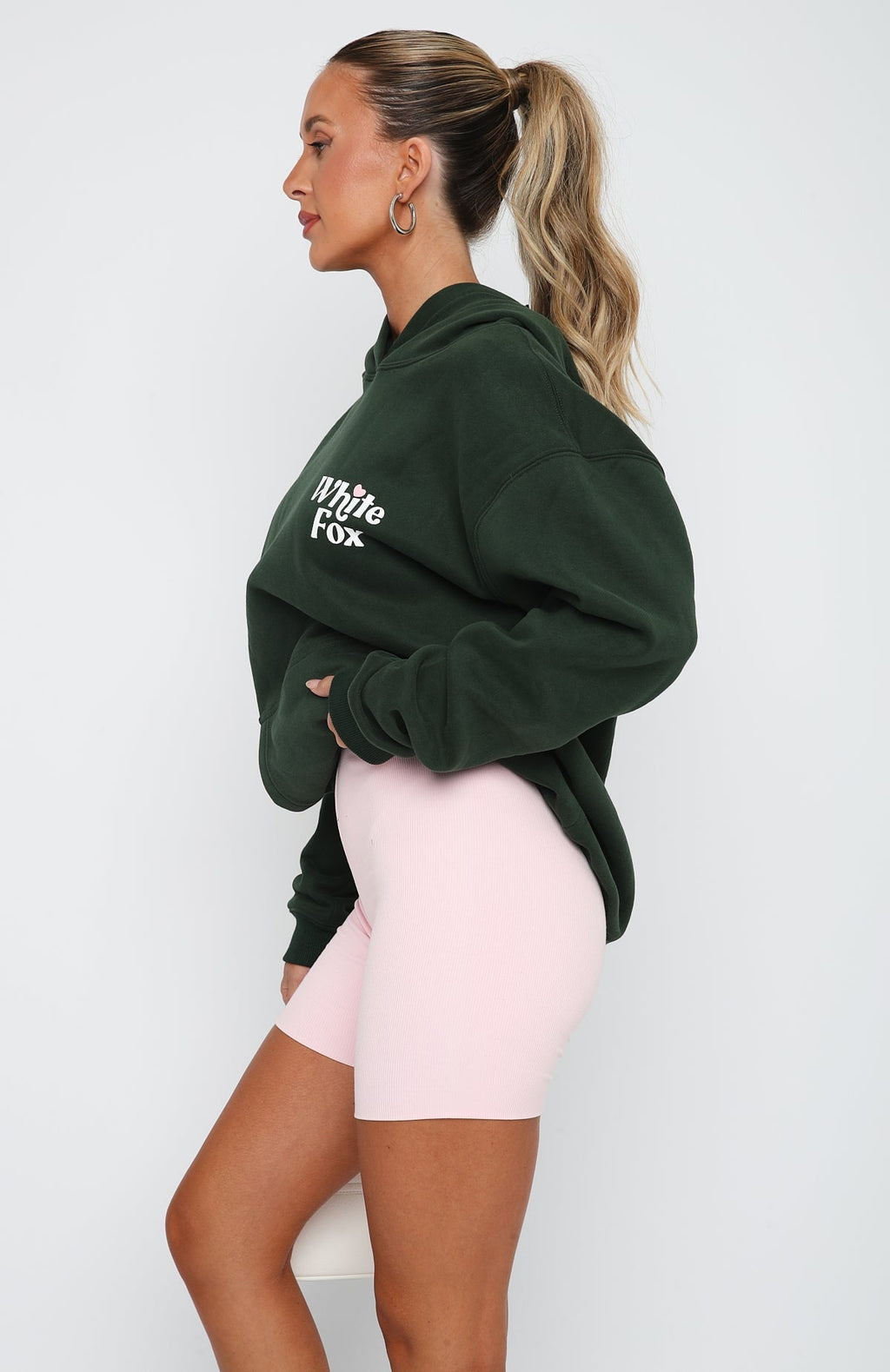 White Fox All You Need Is Love Hoodie Forest Green