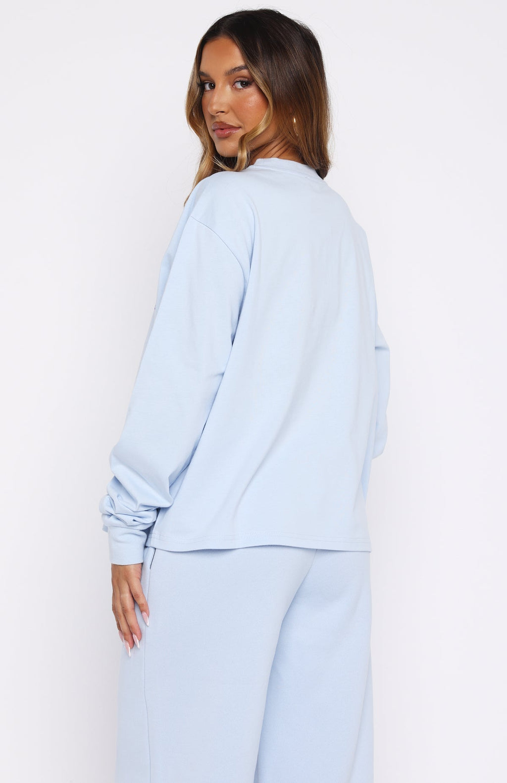 White Fox Lucky Ones Long Sleeve Tee Baby Blue