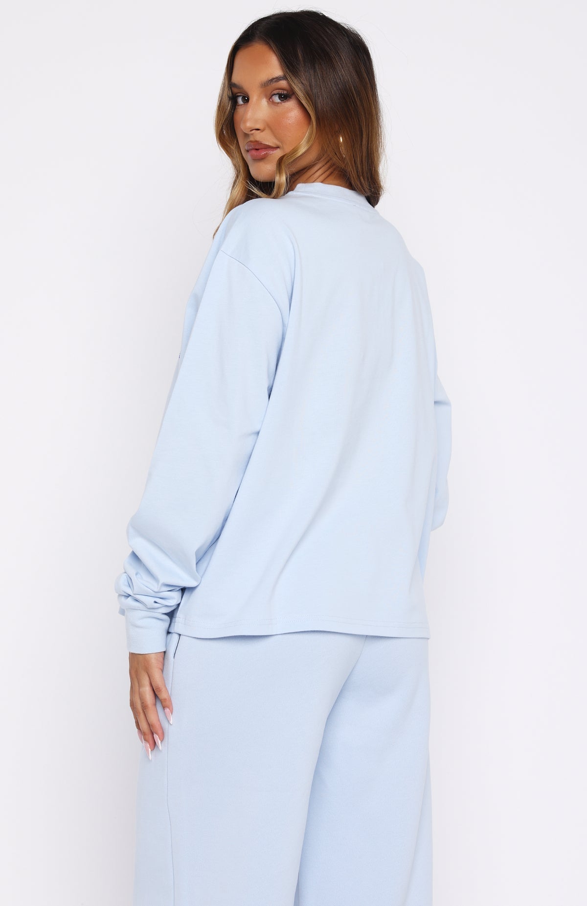 White Fox Lucky Ones Long Sleeve Tee Baby Blue