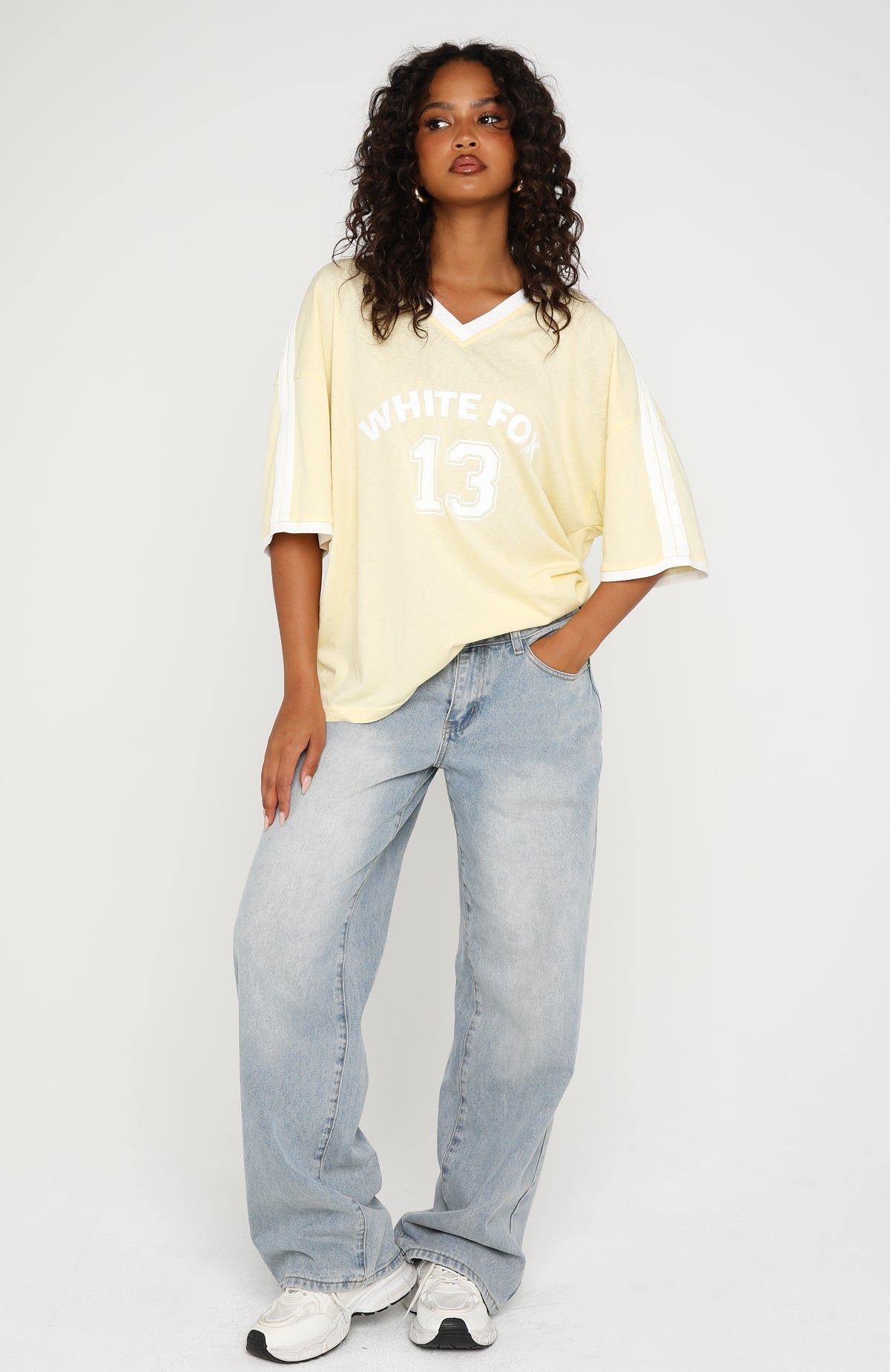 White Fox Sweet Vibe Oversized Sports Tee Lemon