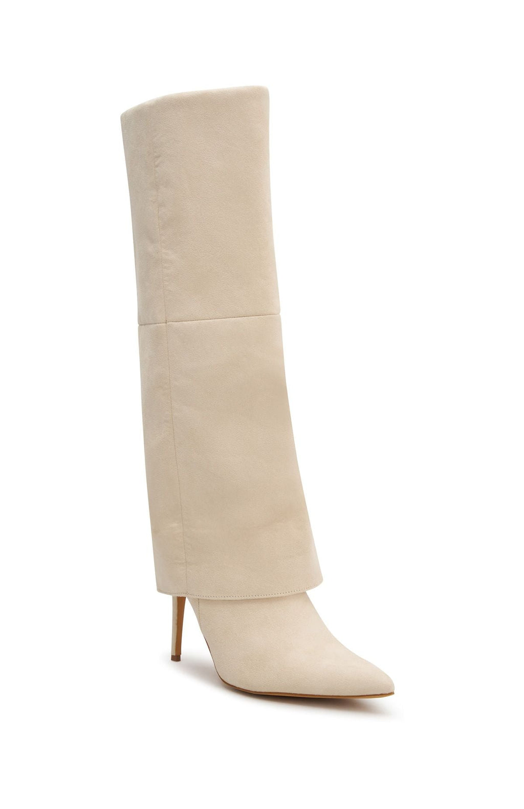 White Fox Milos Knee High Boots Nude Faux Suede