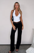 White Fox Cry Baby Pants Black