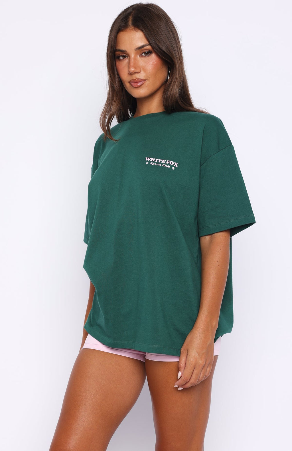 White Fox Outfit Of The Day Oversized Tee Forest Green