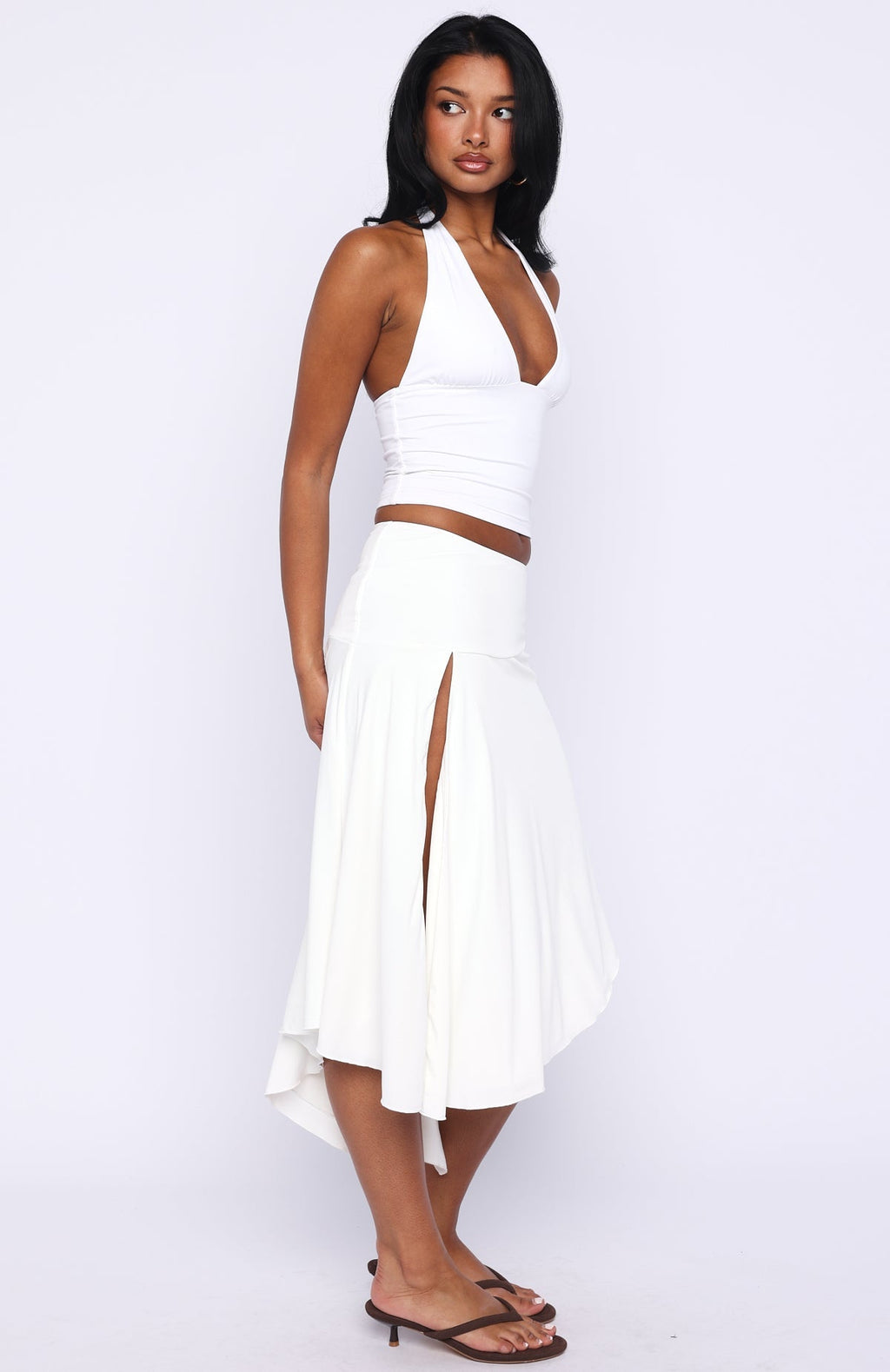 White Fox Losing What We Had Midi Skirt White