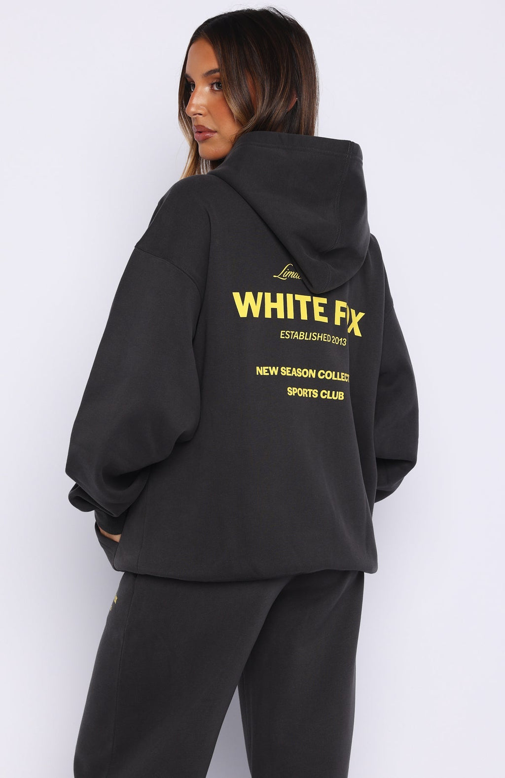 White Fox Proving Myself Wrong Zip Front Hoodie Charcoal