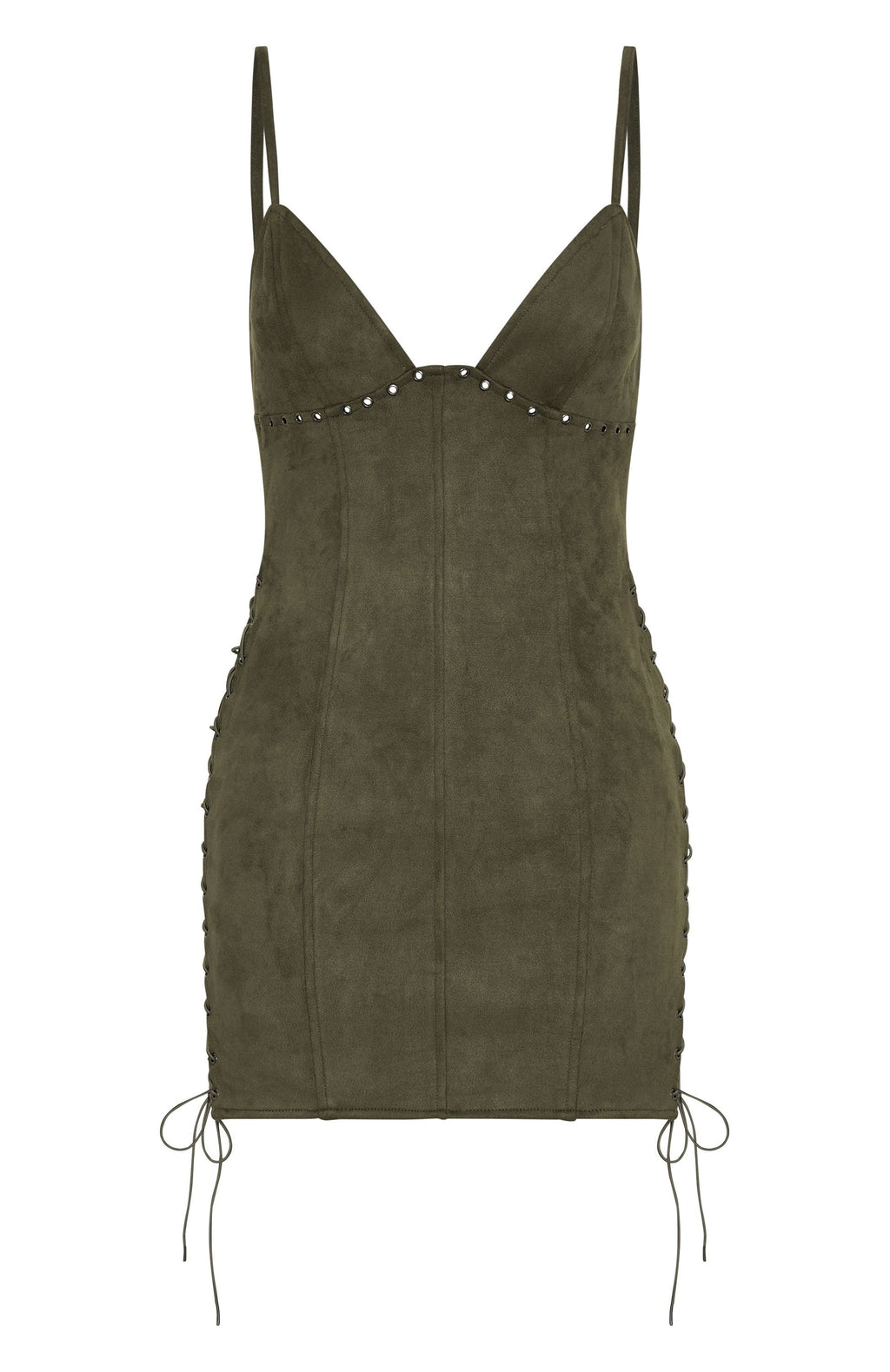 White Fox Bratty Faux Suede Mini Dress Cactus