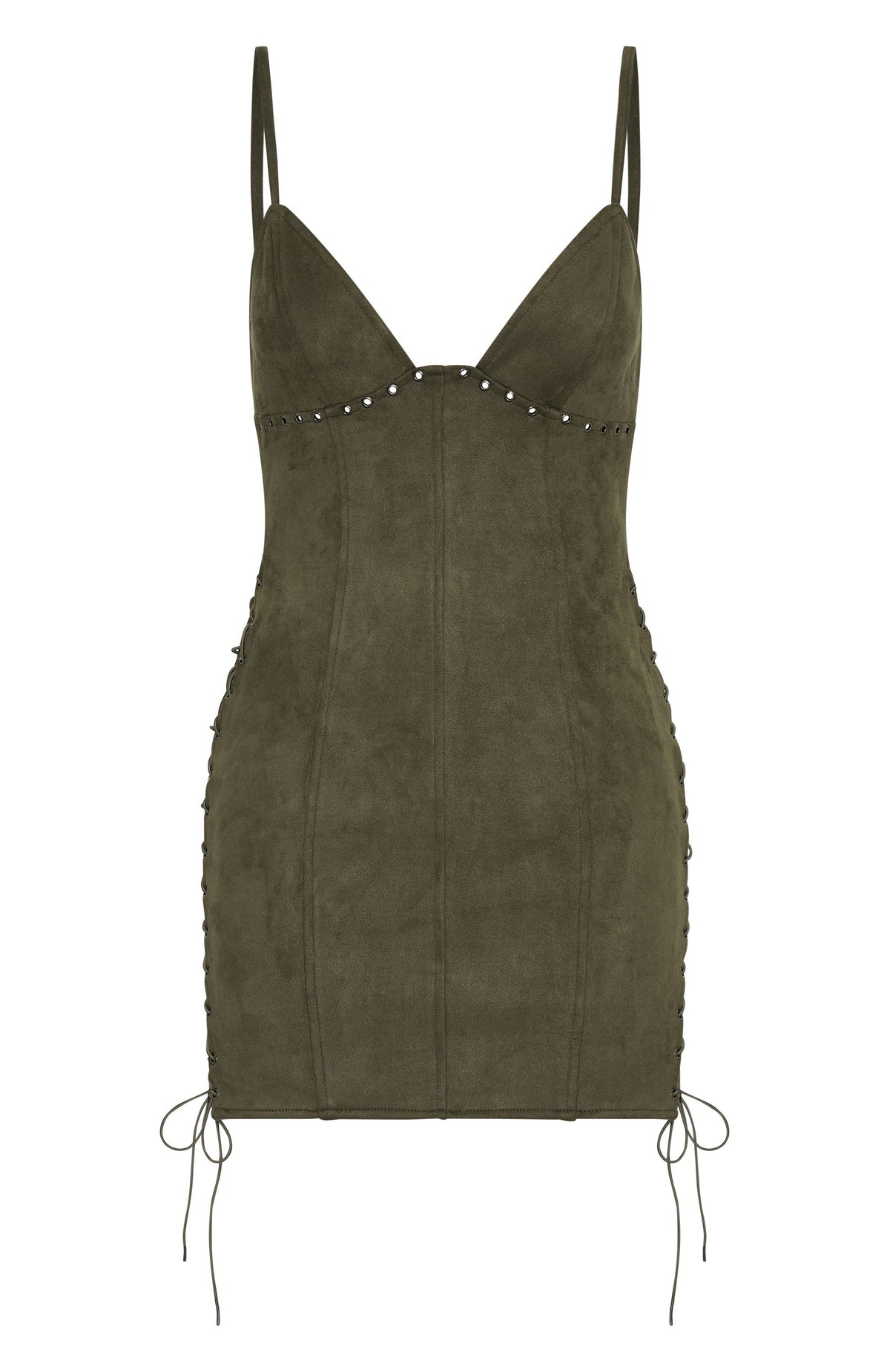 White Fox Bratty Faux Suede Mini Dress Cactus