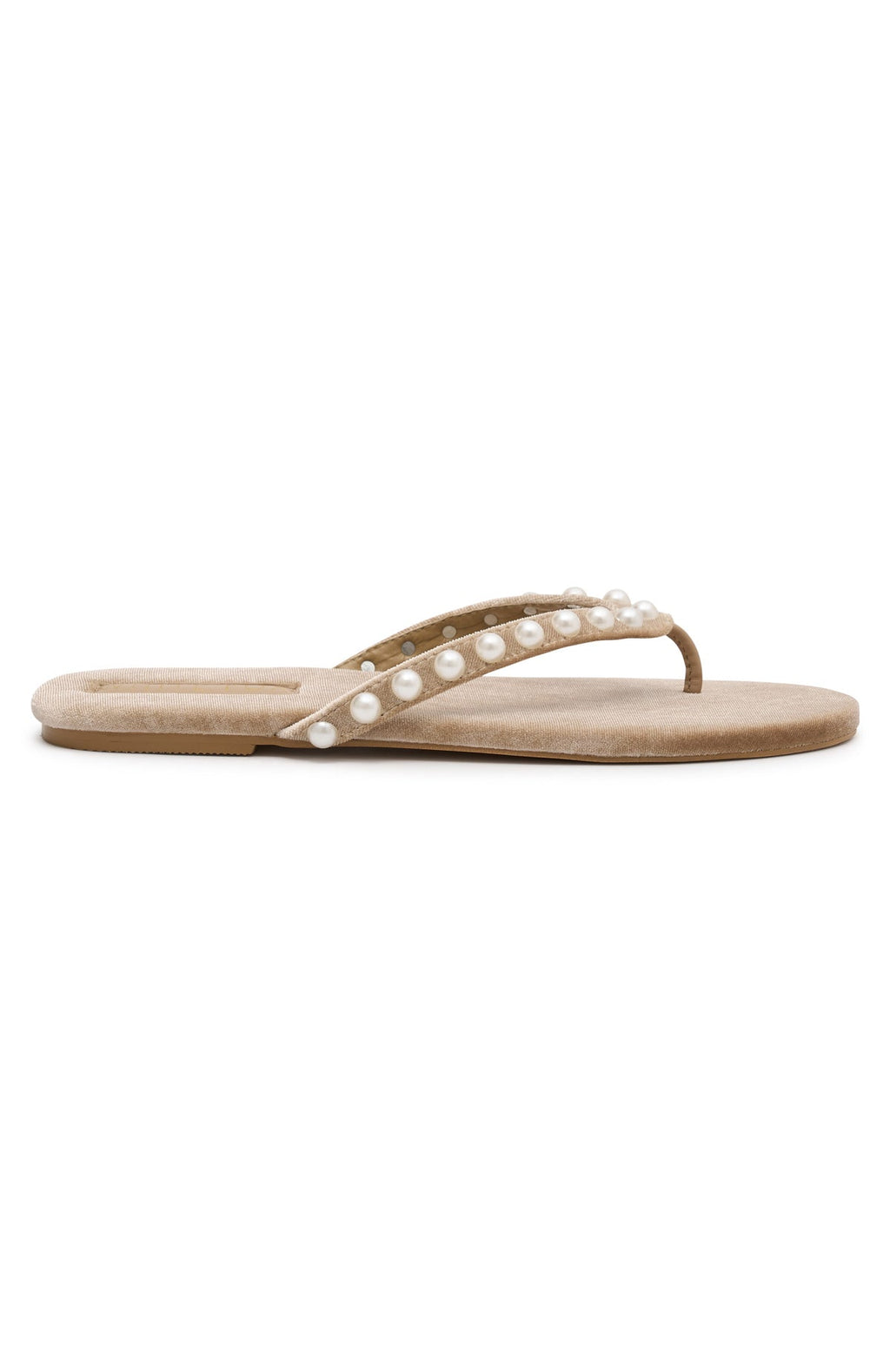 White Fox Peach Thong Sandals Champagne Velvet