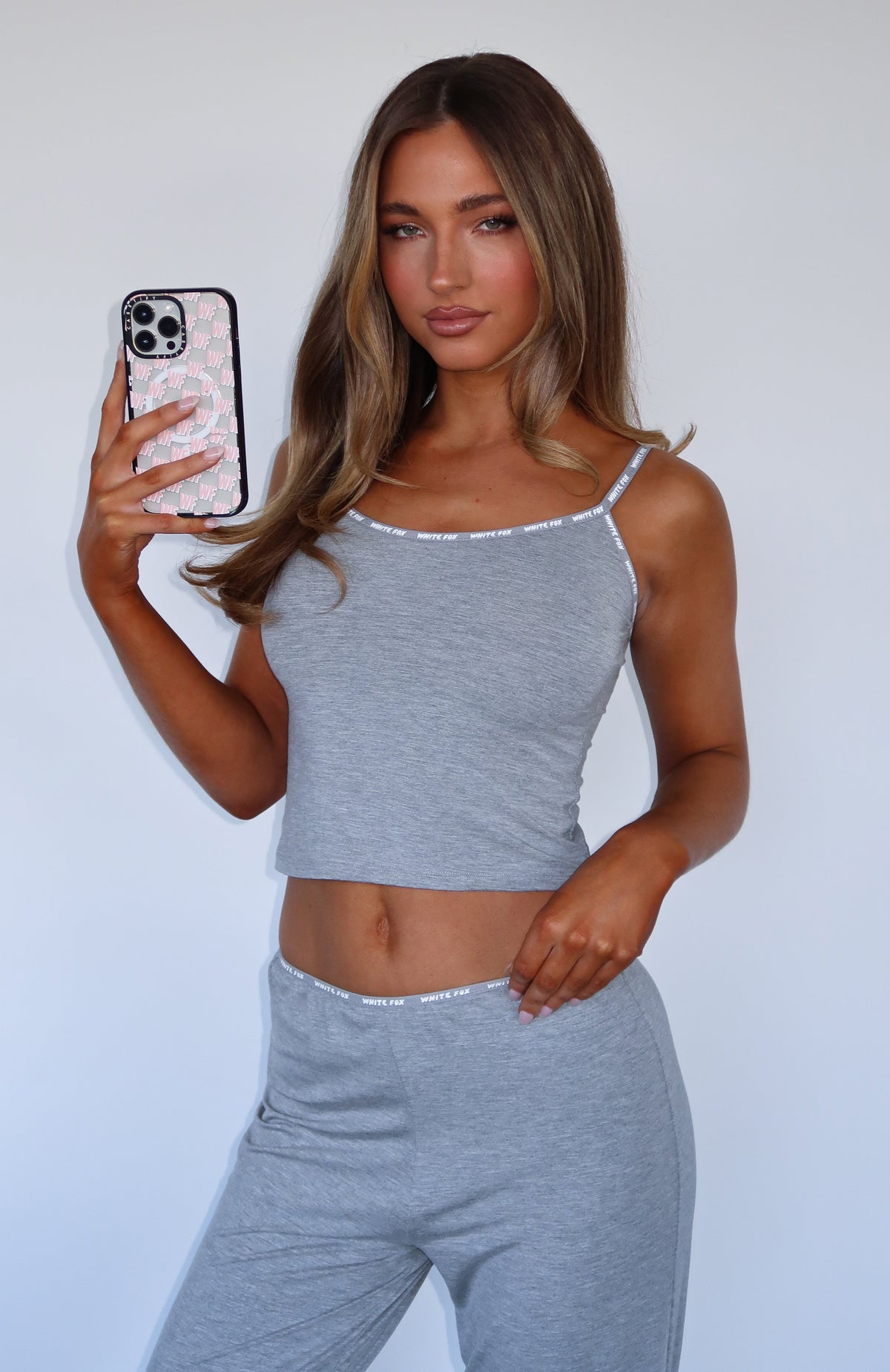 White Fox Cuddle Me Pyjama Tank Grey