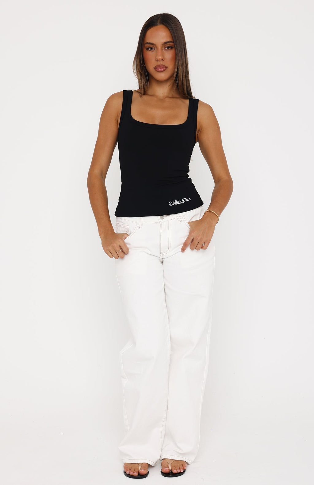 White Fox Taking Risks Tank Top Black
