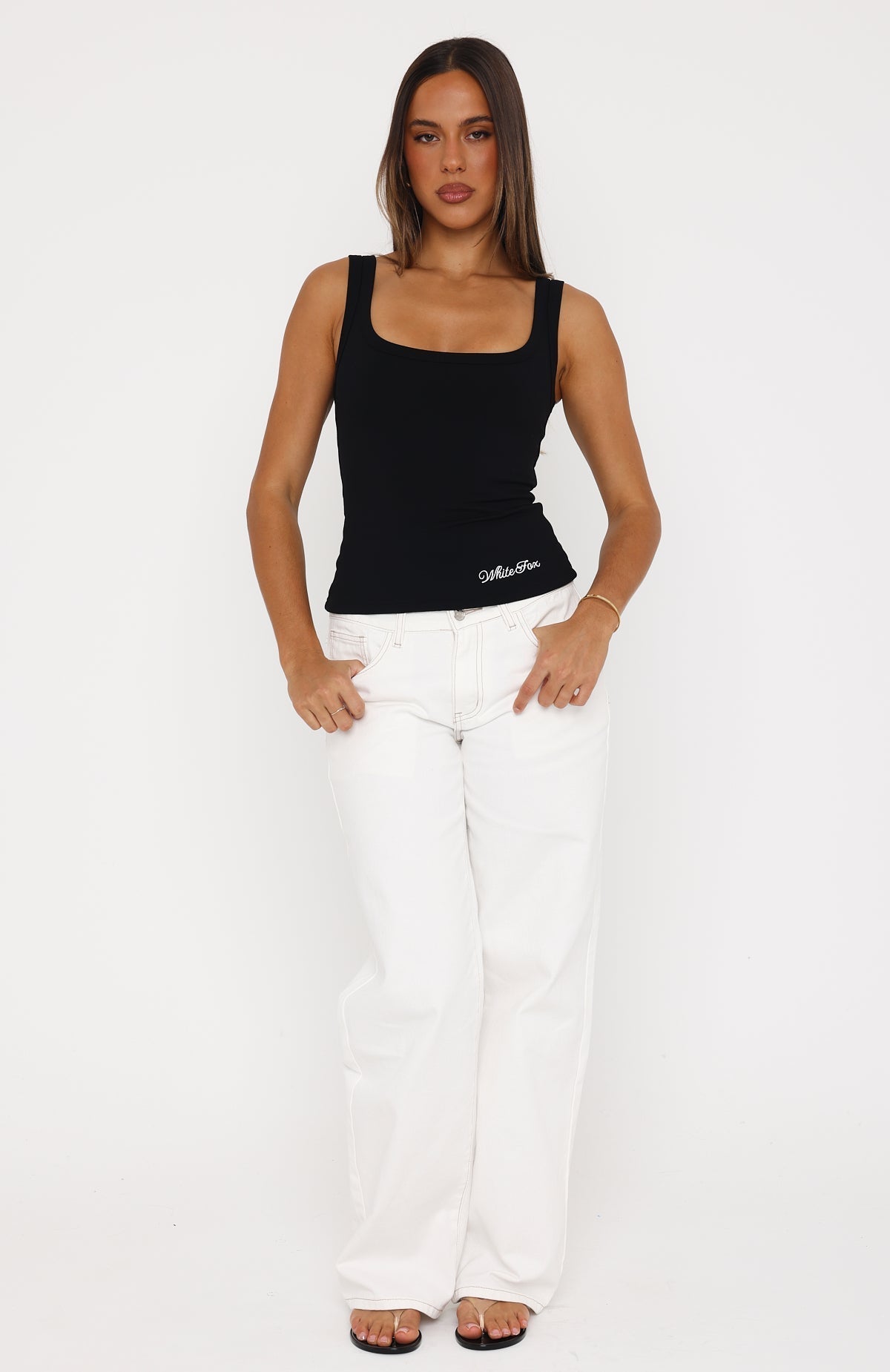 White Fox Taking Risks Tank Top Black