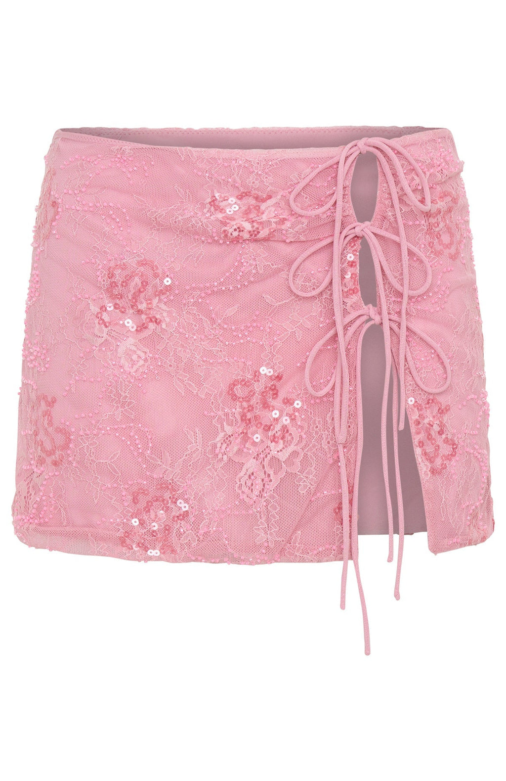 White Fox Goddess You Sequin Mini Skirt Pink
